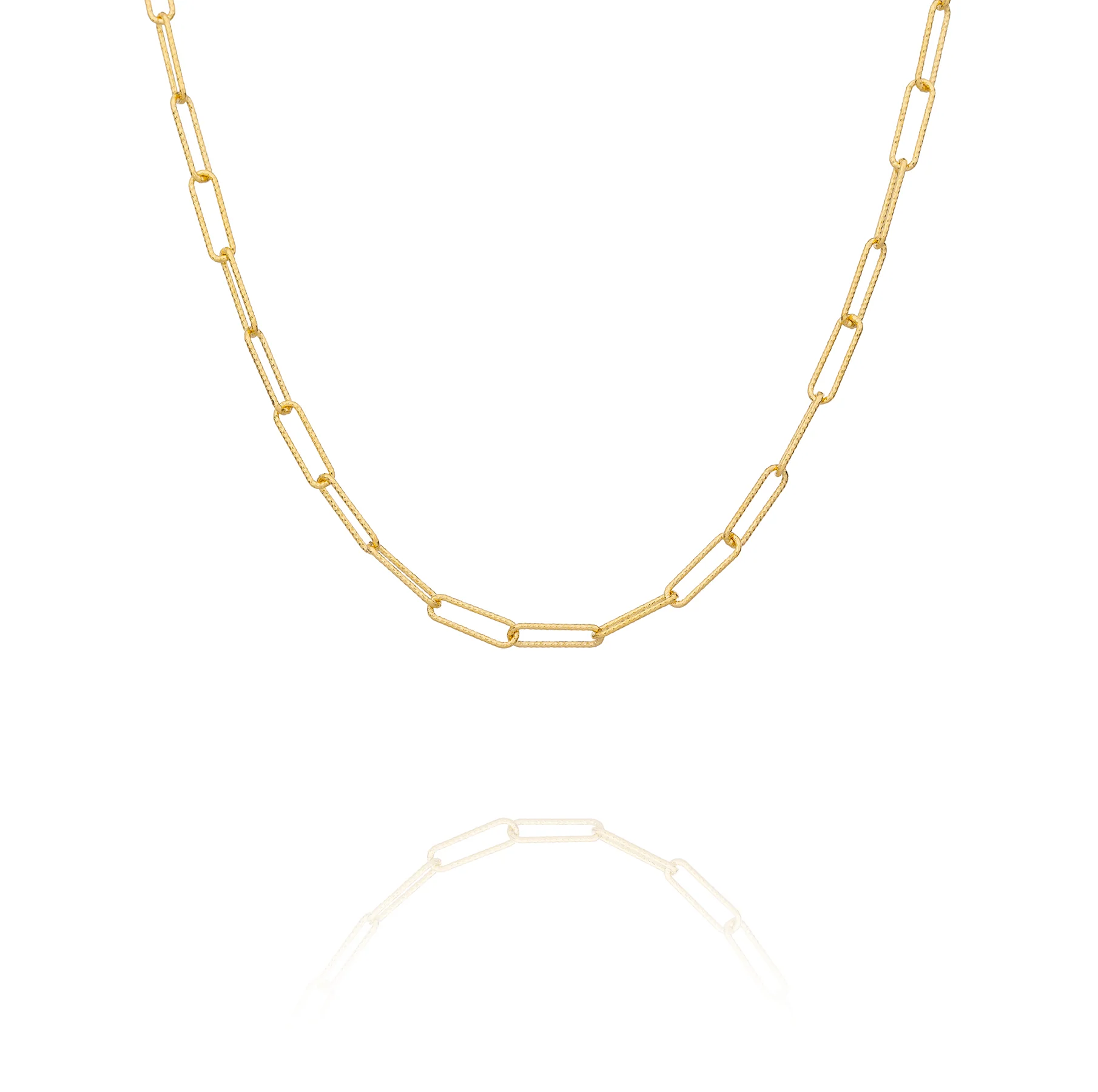 Diamond Cut Paperclip Chain Gold Vermeil 24"