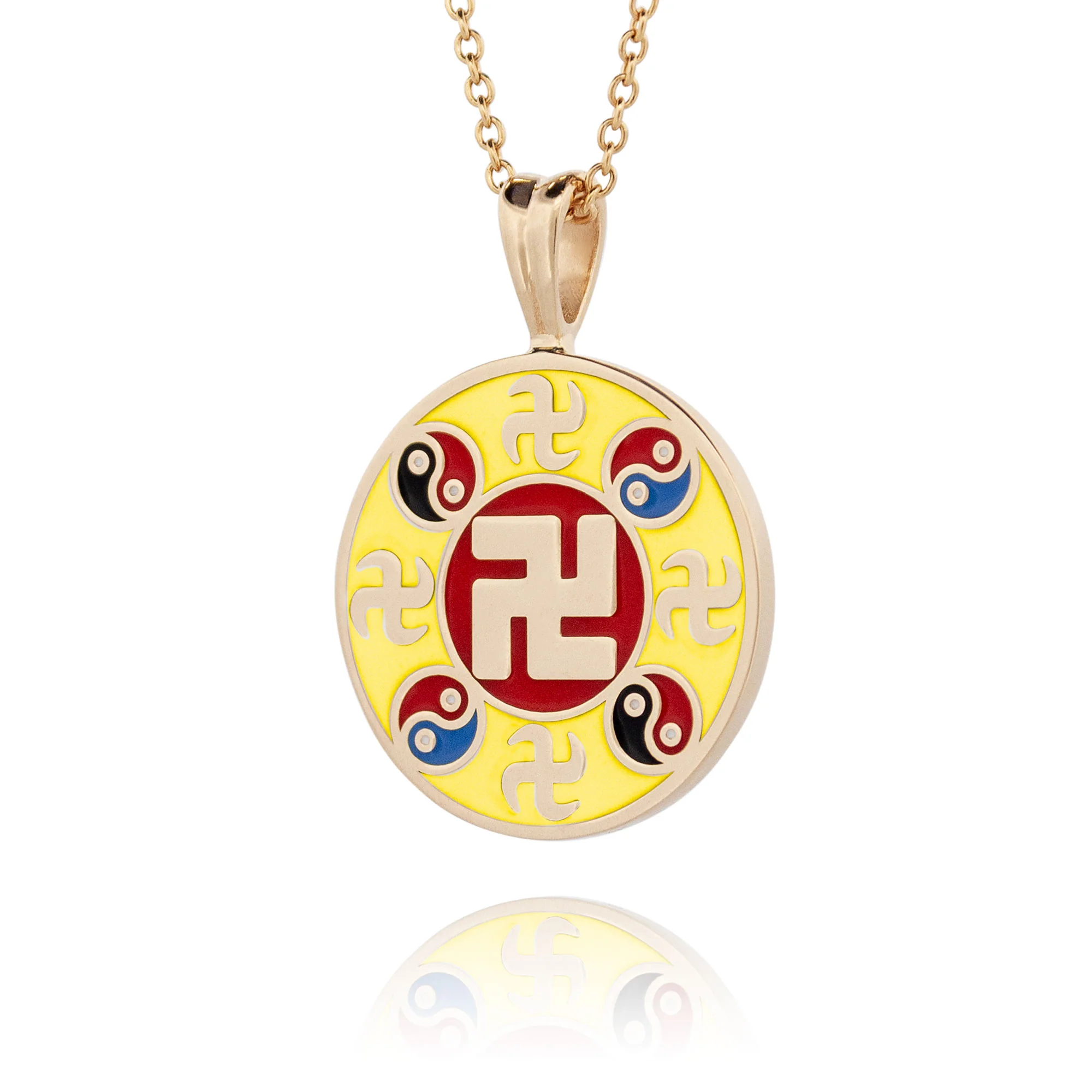 Falun Enamel Yellow Pendant 10kt Yellow Gold 20mm - Image 2