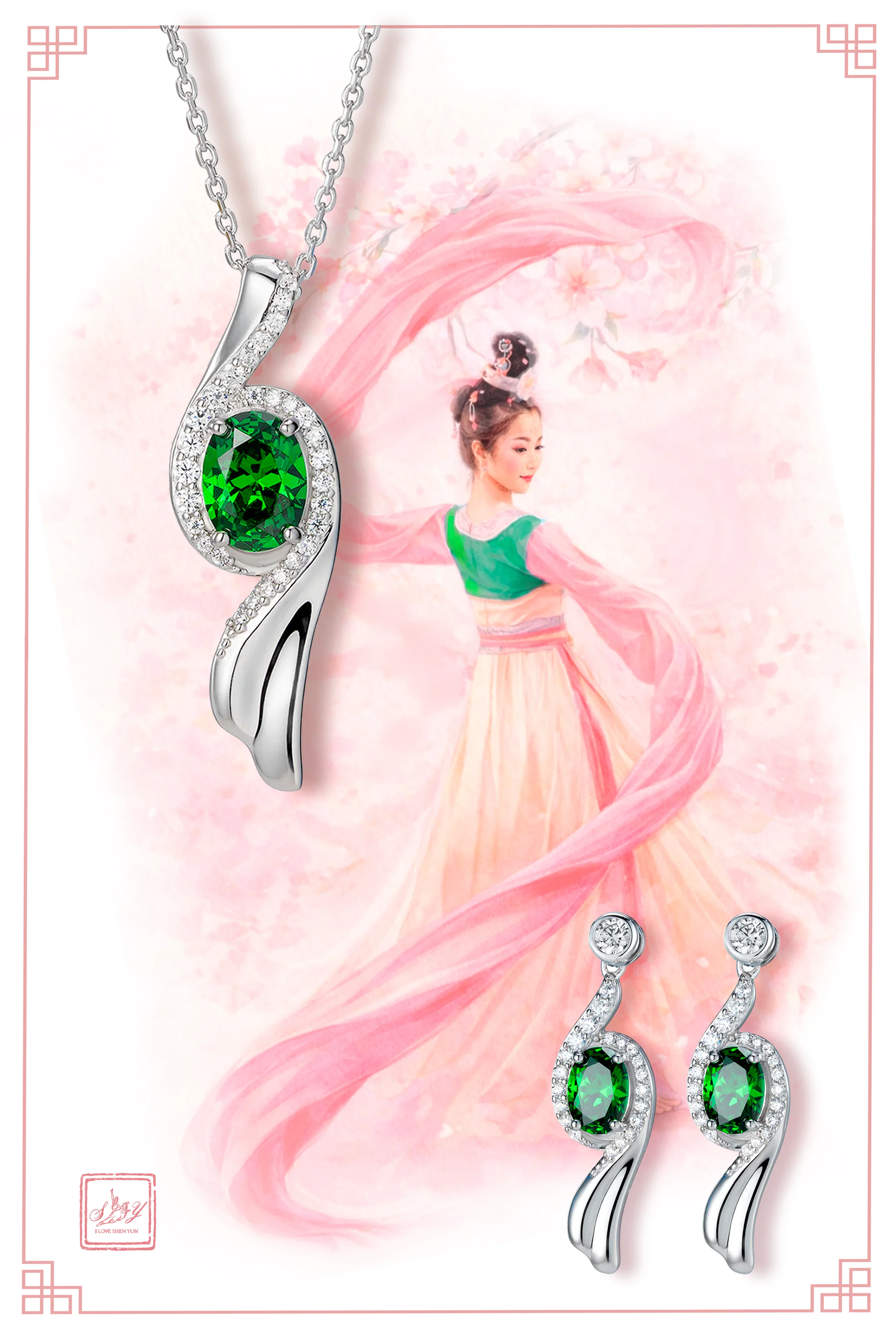 Flying Sleeves Earrings Green - Image 4