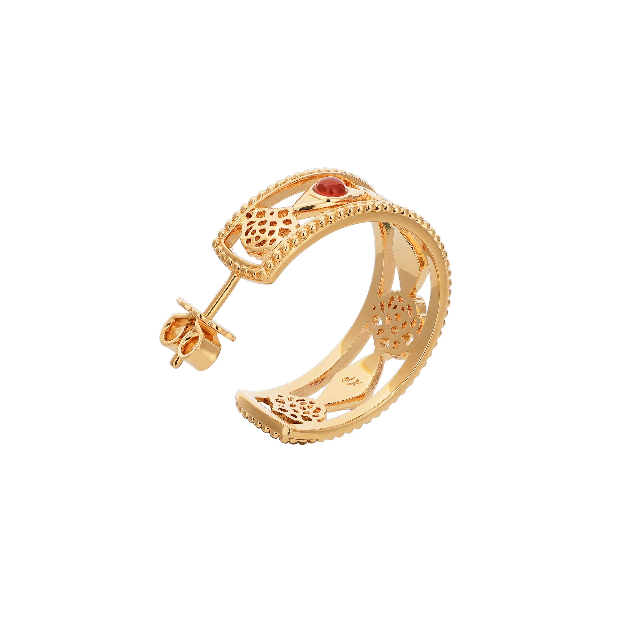 Golden Tang Peony Hoop Earrings - Image 3