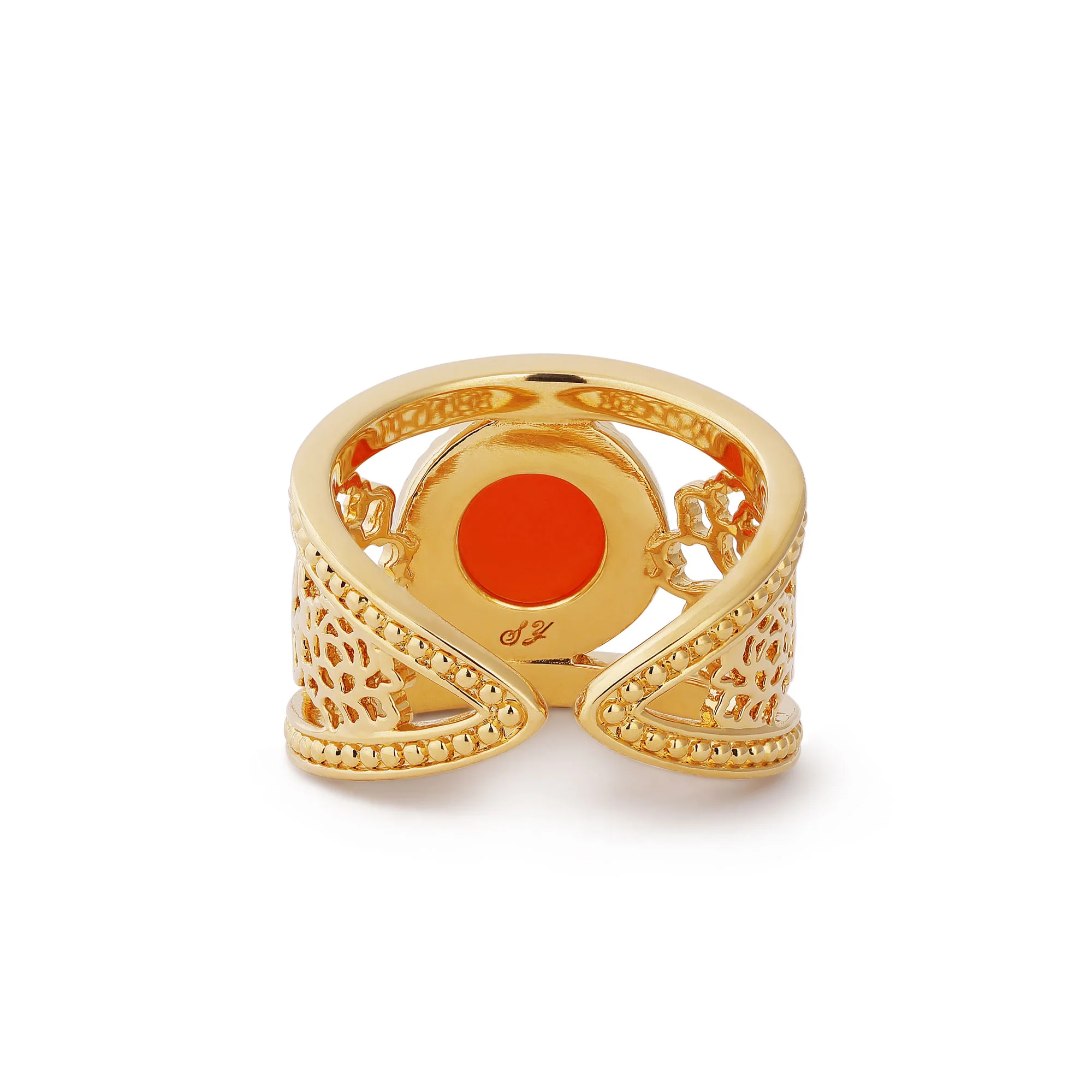 Golden Tang Peony Ring - Orange - Image 3