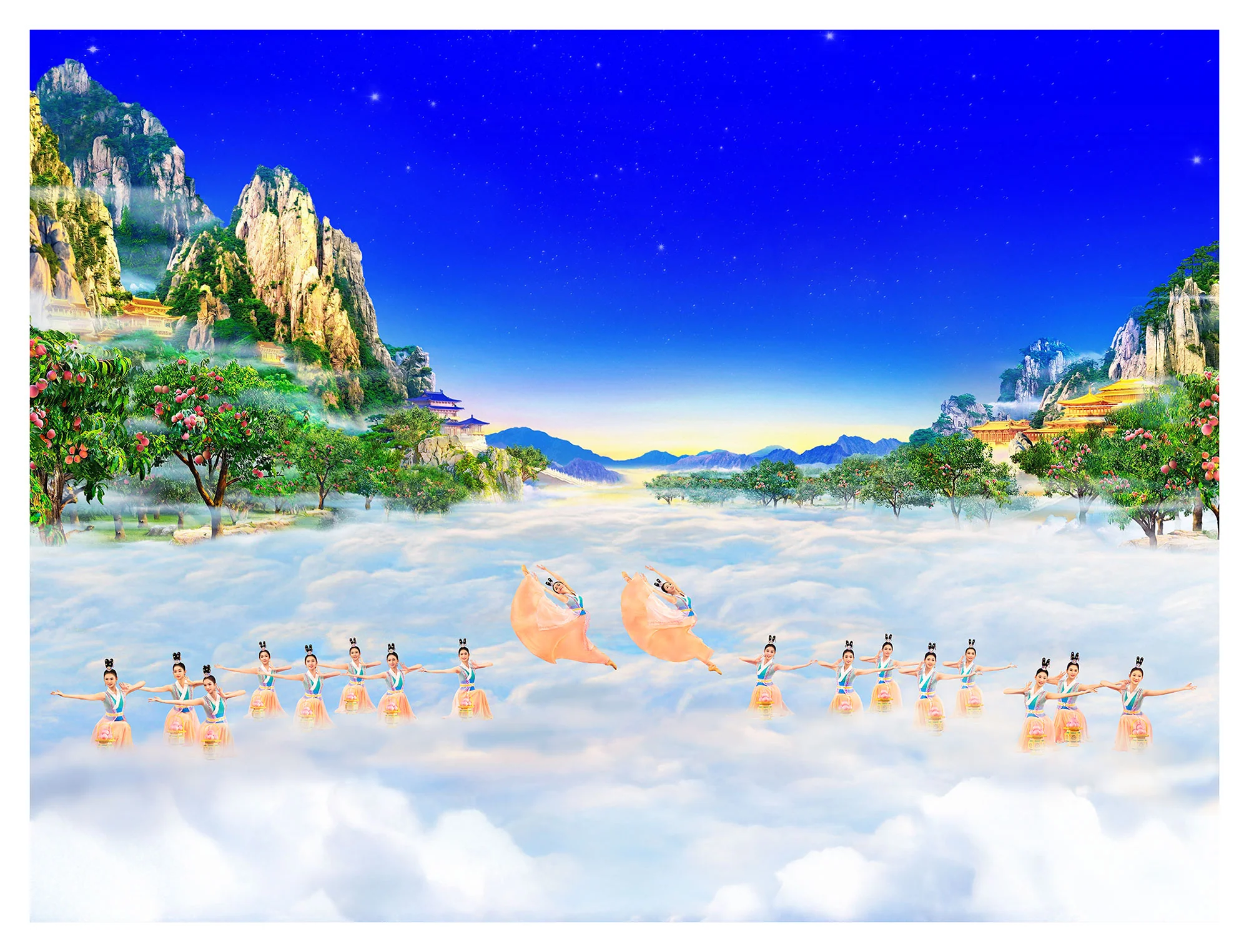 Heavenly Fairies of the Peach Garden Giclée Print