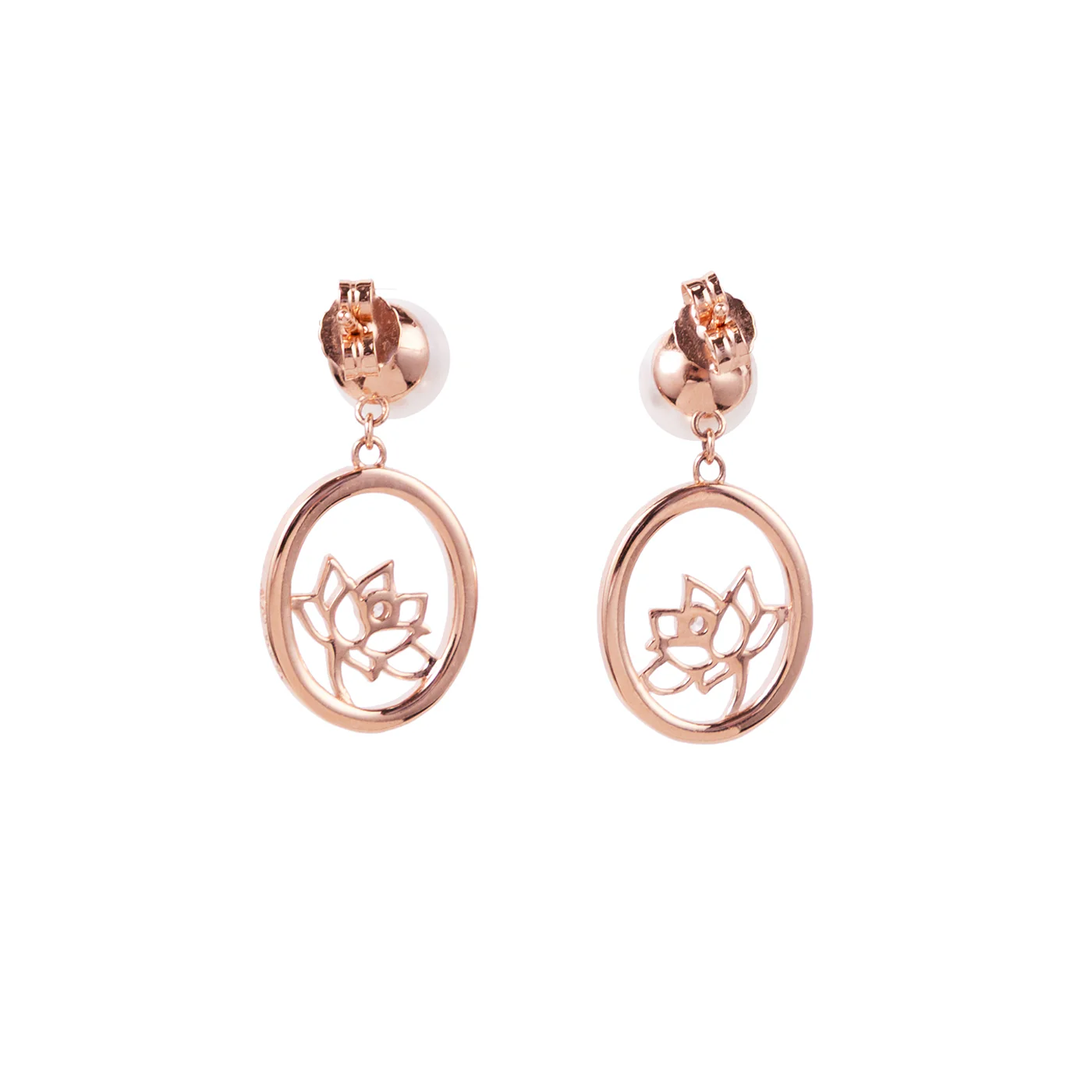 Lotus Fairies Drop Earrings Rose Gold - Image 3