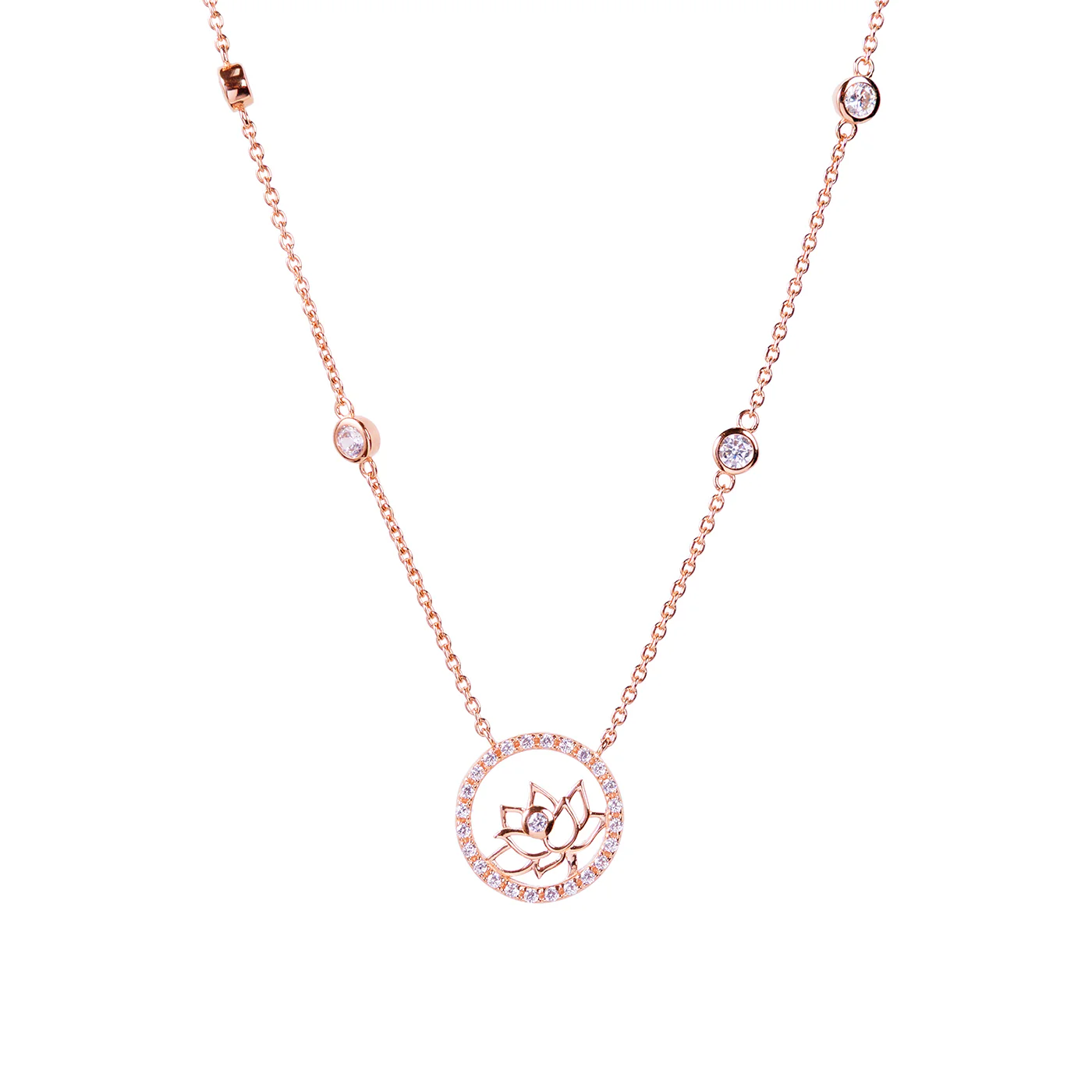 Lotus Fairies Necklace 17" Rose Gold