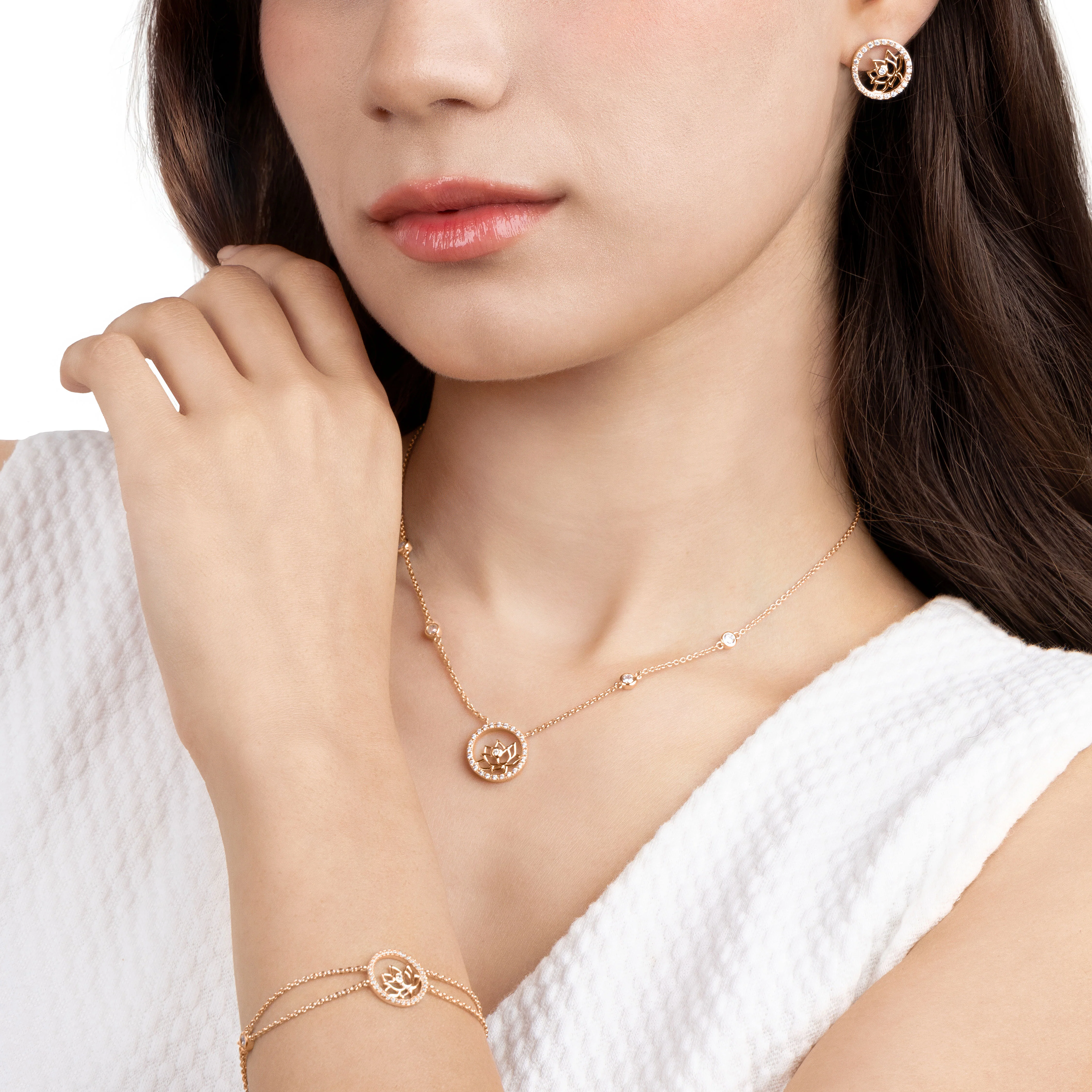 Lotus Fairies Stud Earrings Rose Gold - Image 3