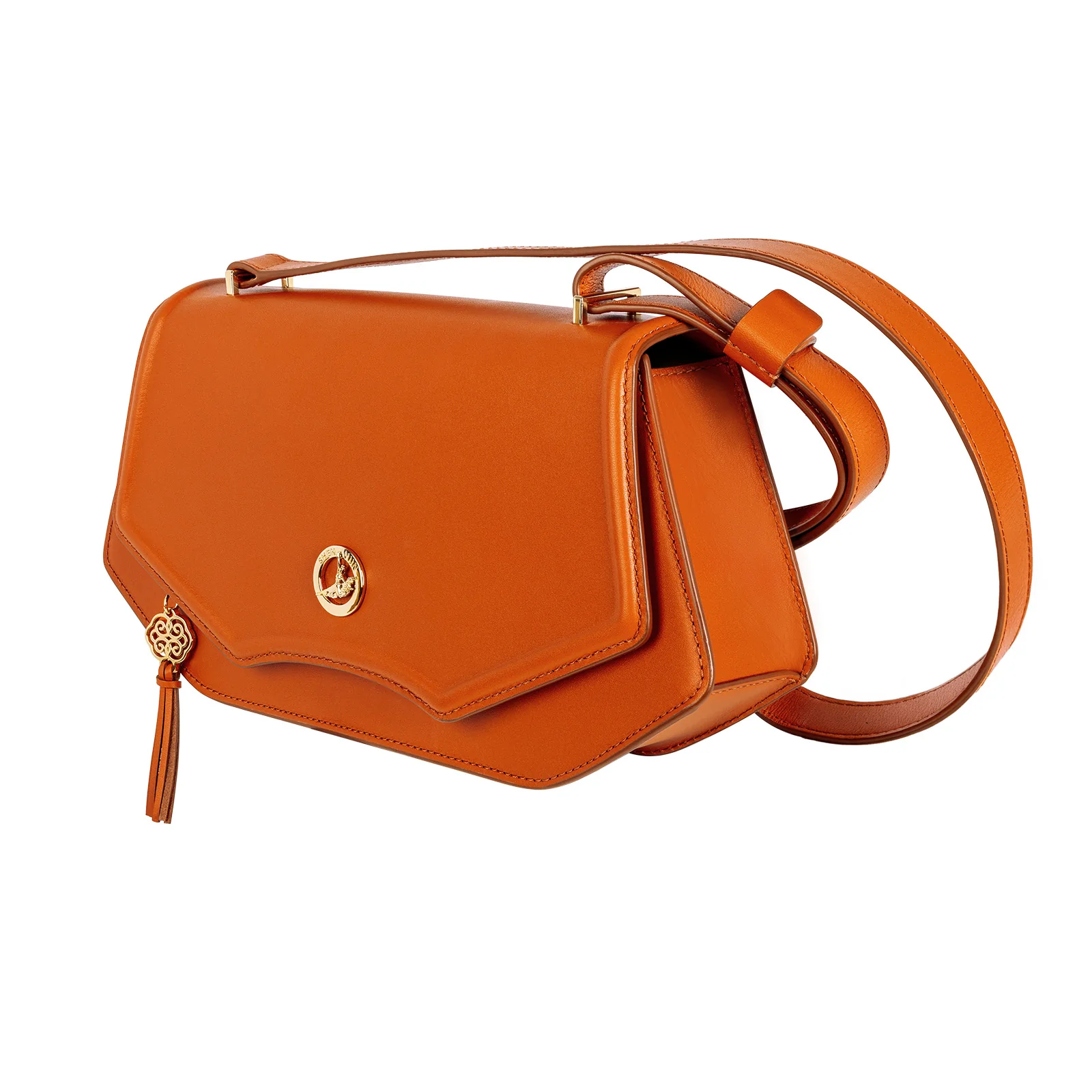 Manchurian Elegance Crossbody Bag Orange Brown - Image 4