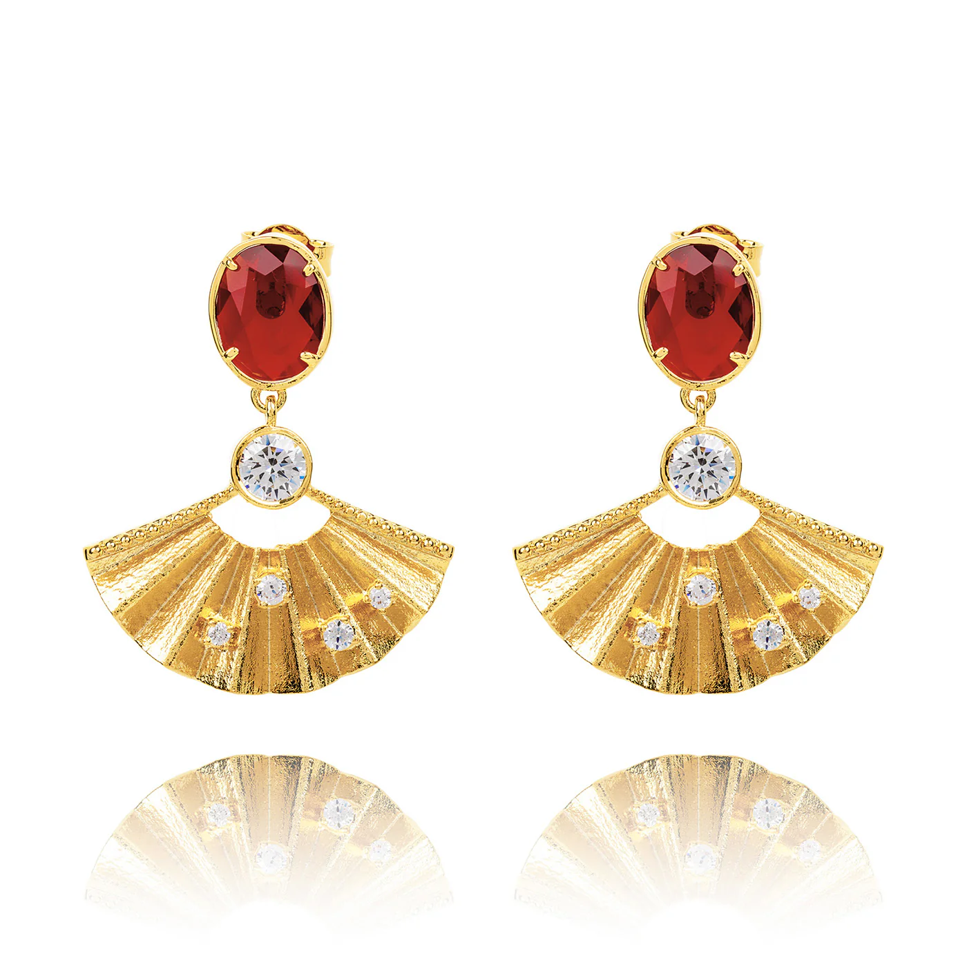 Radiant Fan Earrings Ruby