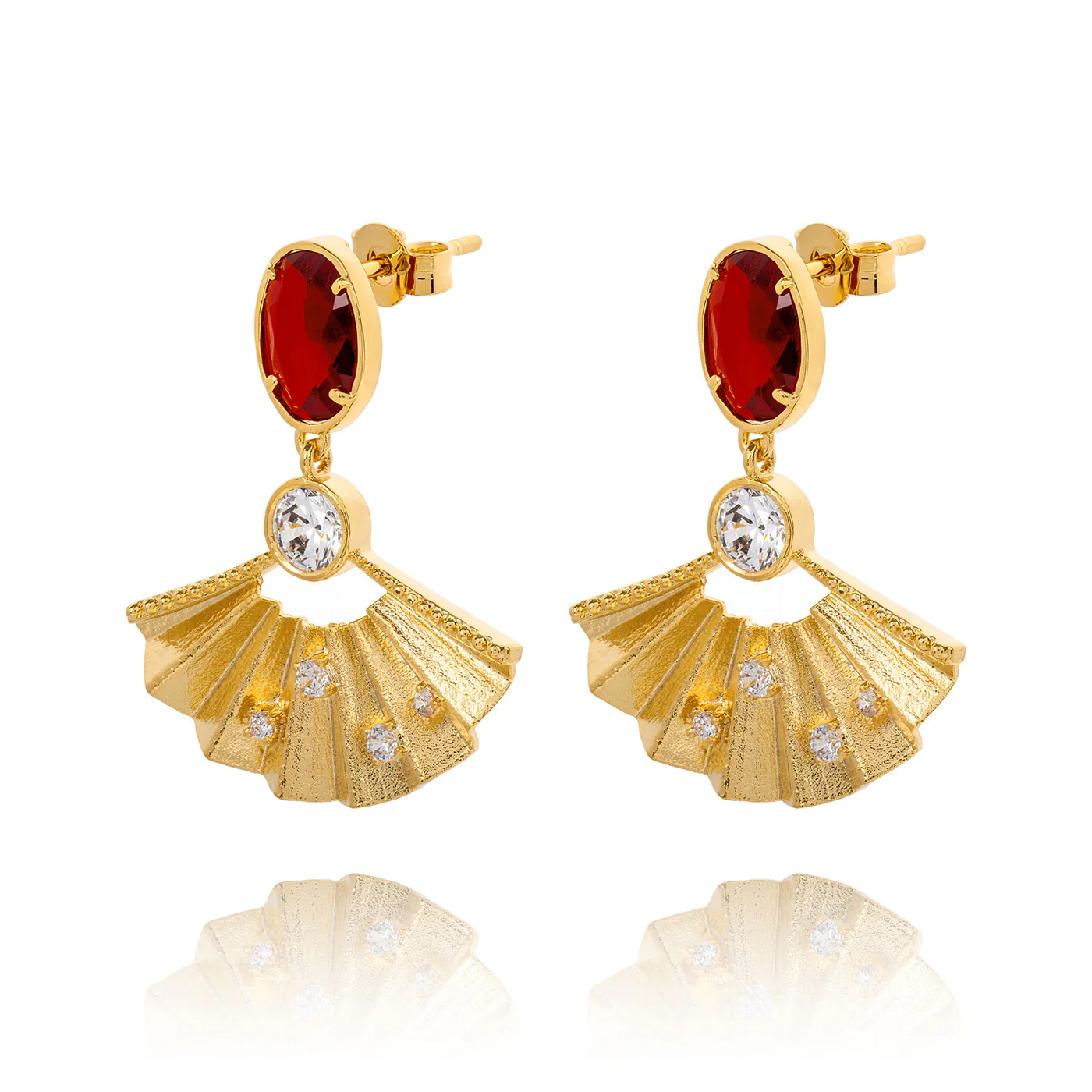 Radiant Fan Earrings Ruby - Image 3