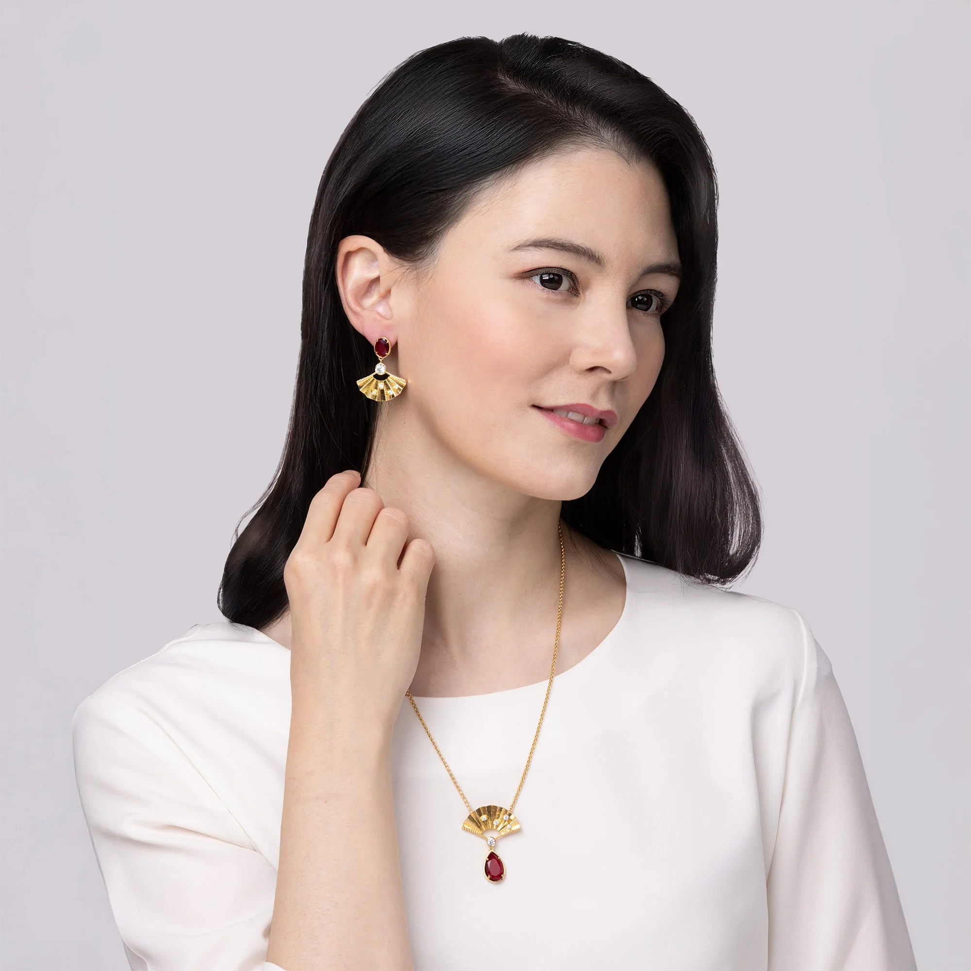 Radiant Fan Necklace Ruby - Image 5