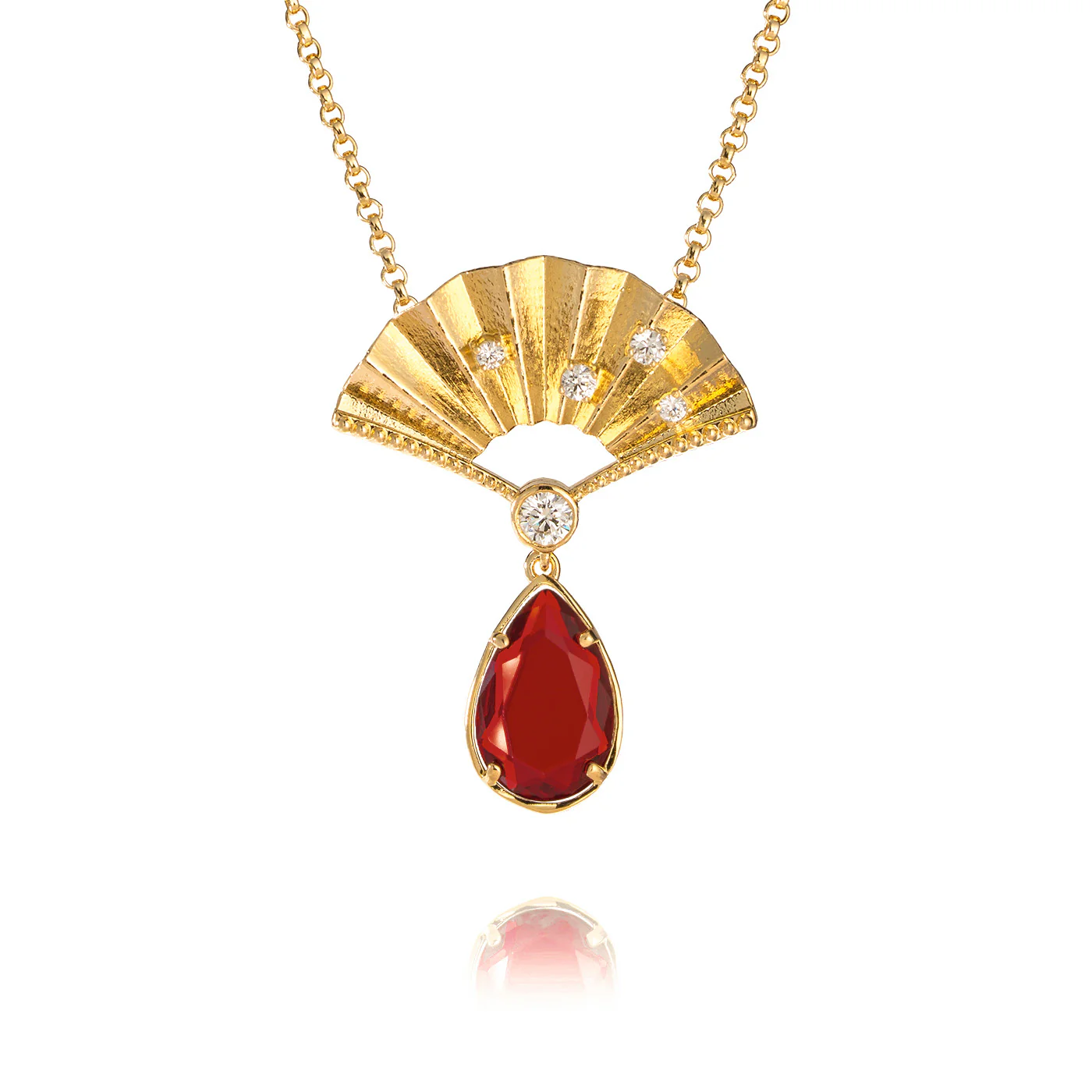 Radiant Fan Necklace Ruby