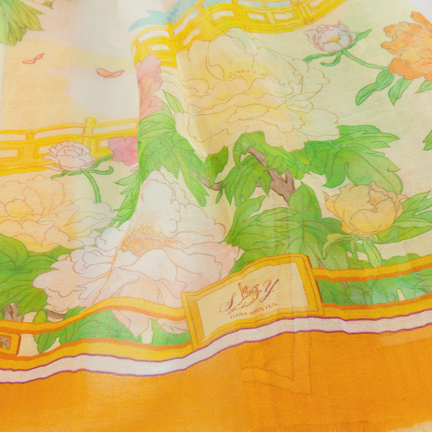 Peony Elegance Long Scarf - Image 4