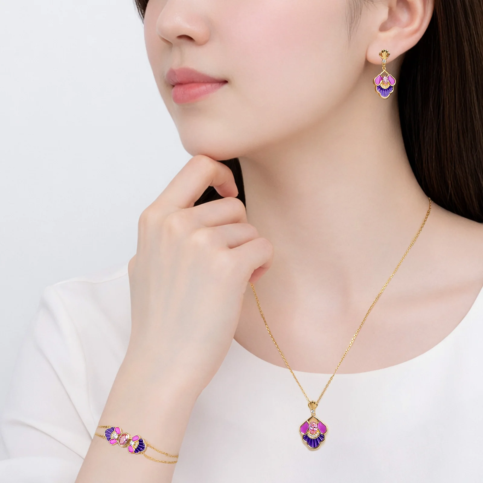 Tang Flowing Gowns Necklace Purple - Image 5
