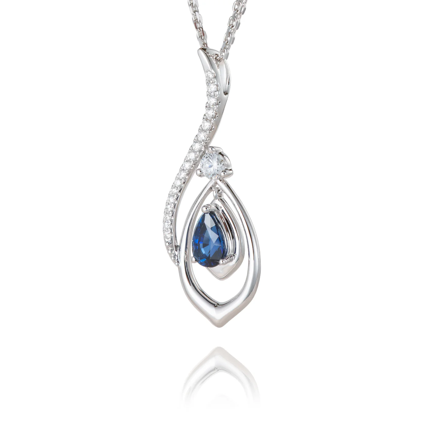 The Heavenly Phoenix Necklace 18kt White Gold with Sapphire - Image 2