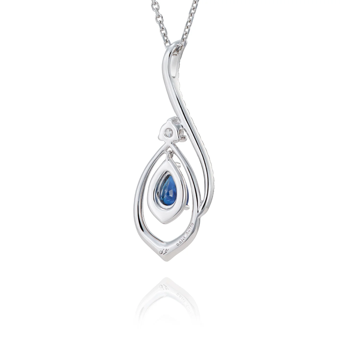 The Heavenly Phoenix Necklace 18kt White Gold with Sapphire - Image 3