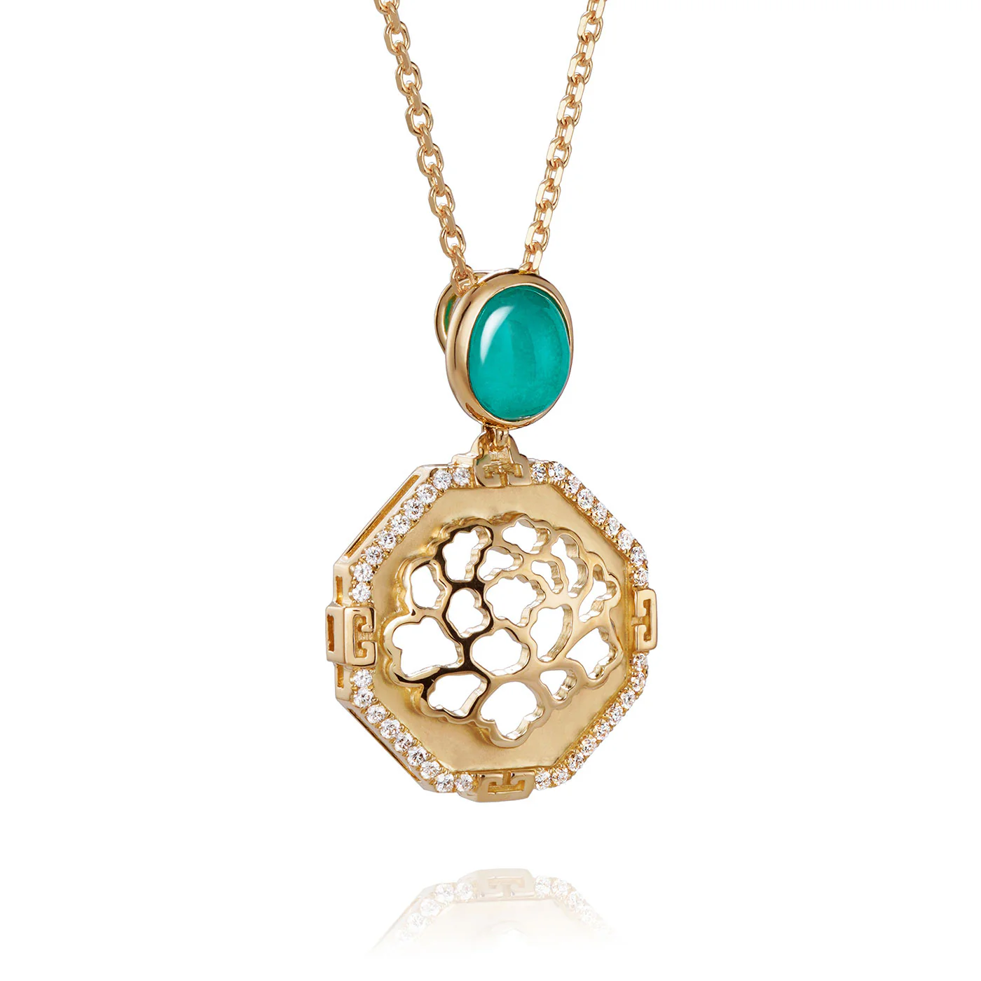 The Tang Elegance Necklace 18kt Yellow Gold with Blue Chalcedony - Image 2