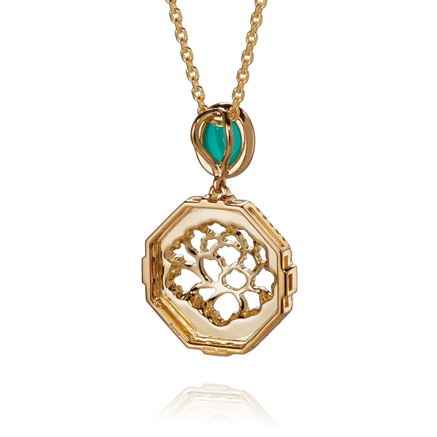 The Tang Elegance Necklace 18kt Yellow Gold with Blue Chalcedony - Image 3