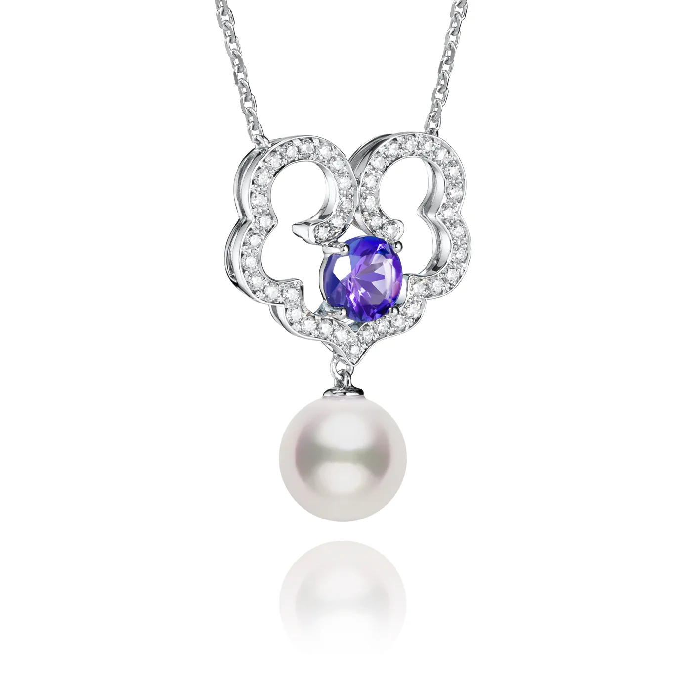 The Timeless Blessings Necklace 18kt White Gold with Tanzanite and Diamond - Image 2
