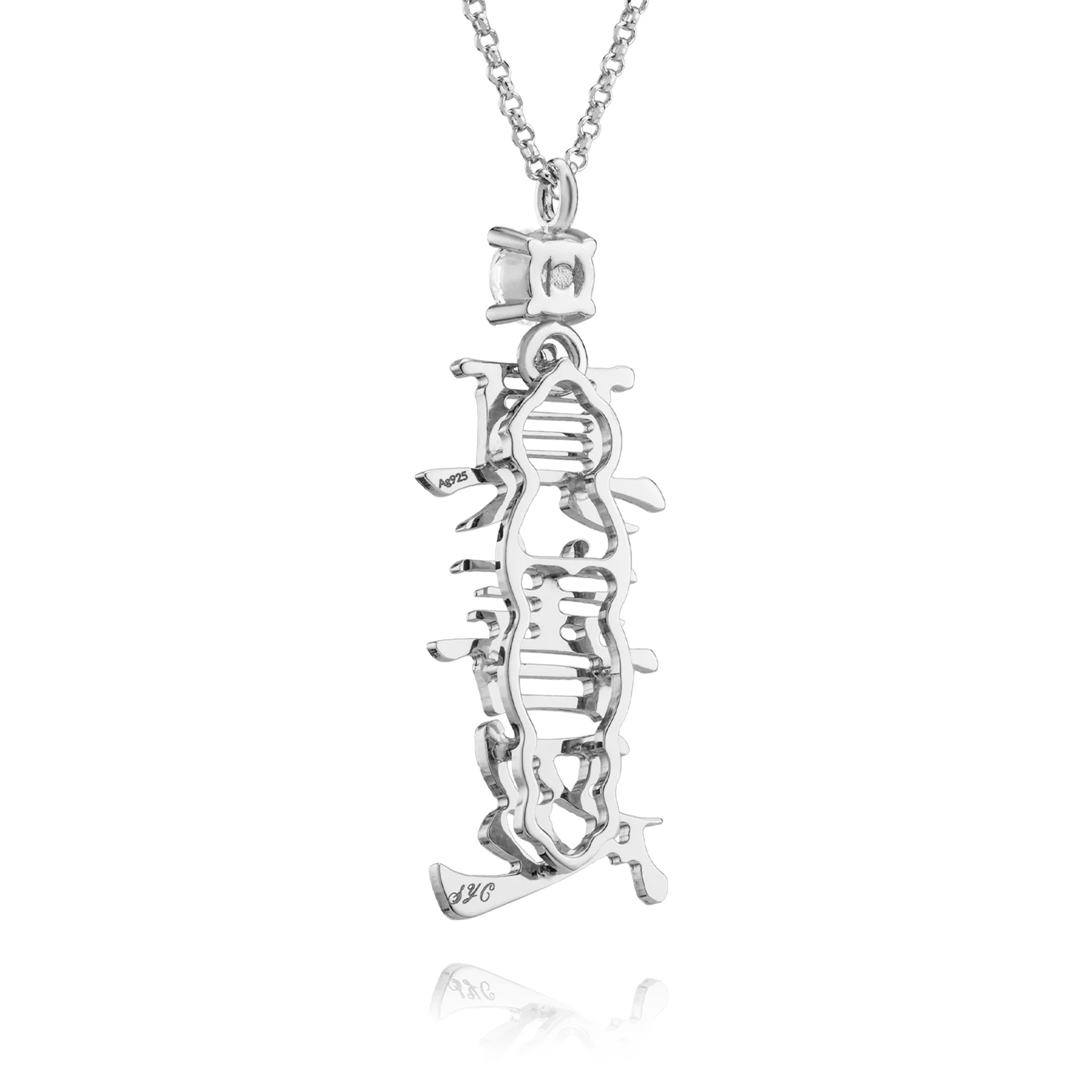 Zhen Shan Ren Words Silver Necklace - Image 4